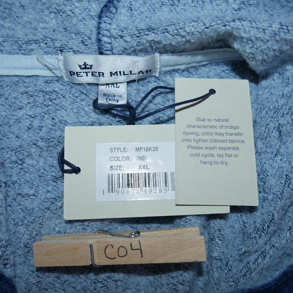 Peter Millar Full-Zip Indigo Fleece Hoodie 2XL XXL - Picture 8 of 10